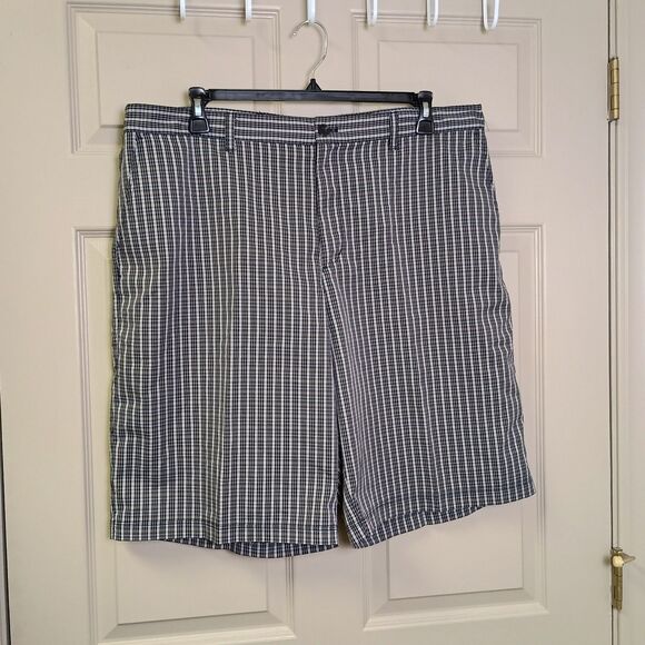 adidas Other - Adidas Mens Shorts Size 40 Checkered Golf Belt Loop Long Black Gold Plaid Casual